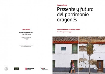 La Casa de Pradilla en el cartel y el díptico de la mesa redonda 'Presente y futuro del patrimonio aragonés'