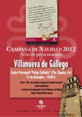 Acto de presentación de la Campaña de Navidad de Cáritas en Villanueva de Gállego