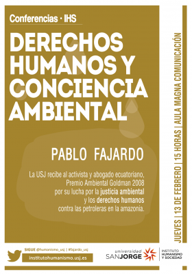 El activista y abogado ecuatoriano Pablo Fajardo acude a la USJ para impartir una conferencia sobre derechos humanos y conciencia ambiental